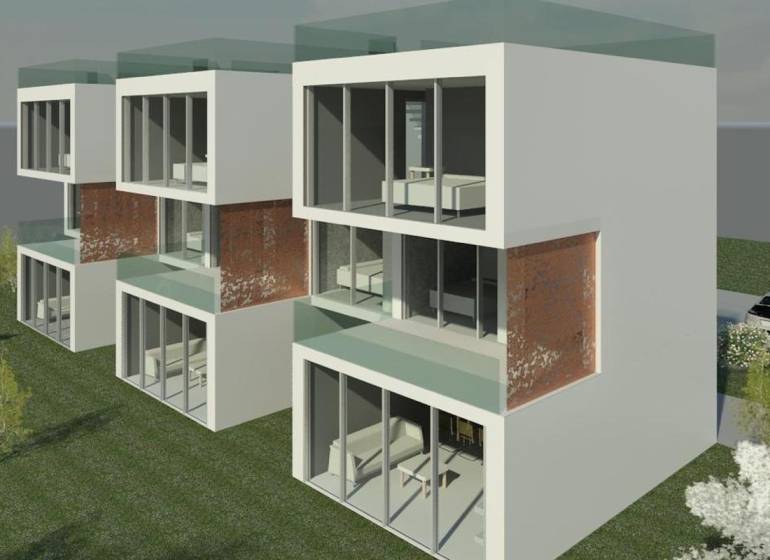 A Čiovo szigeten található villa üvegezett homlokzatokat és zöld környezetet kínál.