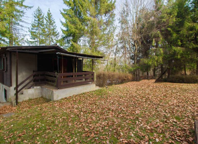 Erdővel körülvett nyaraló Holčíkovce üdülőterületén, fenyőfák ölelésében.