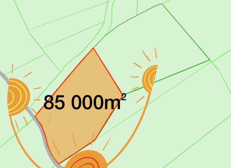 Mezőgazdasági és erdőterületek Dezsérben, 85 000 m²-es területtel.
