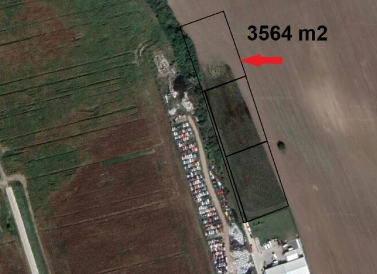 Légi felvétel Bernolákovo ipari területéről, Priemyselná, összesen 3564 m² területtel.