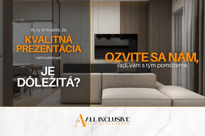Obrázok propaguje kvalitnú prezentáciu nehnuteľností, s interiérom na ulici Vlčie Hrdlo.