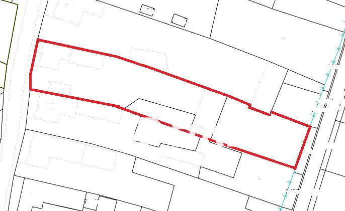 Kataszteri térkép Chocholná-Velčice területén a lakóterületek számára, piros vonallal kiemelve.