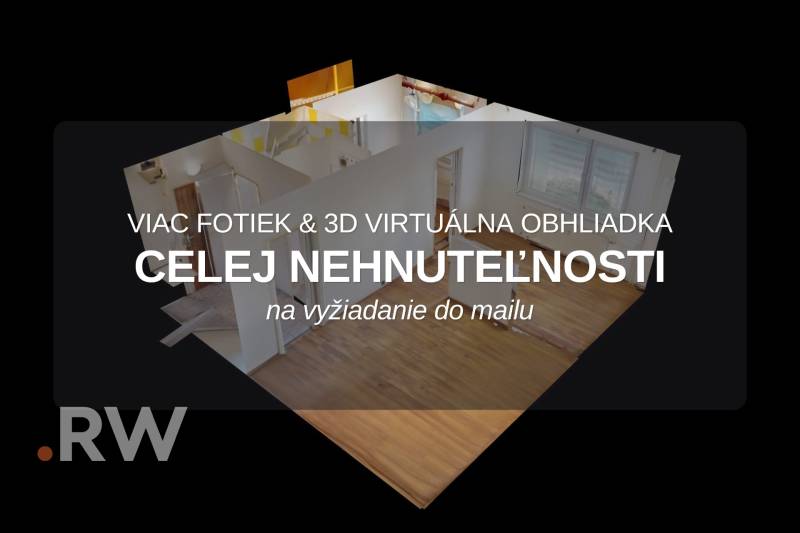 3D alaprajz egy egyszobás lakásról, elérhető virtuális bejárásra.