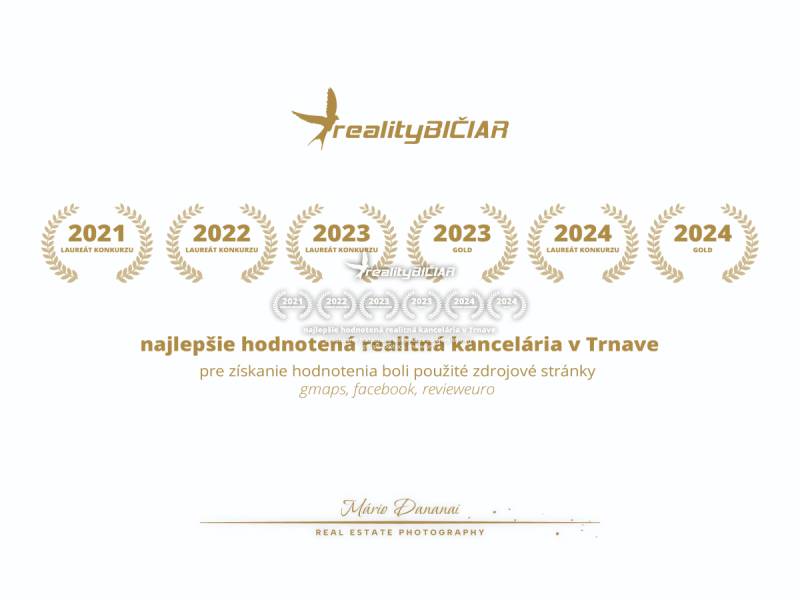 A legjobban értékelt ingatlaniroda tanúsítványa Nagyszombatban, díjak 2021-2024.