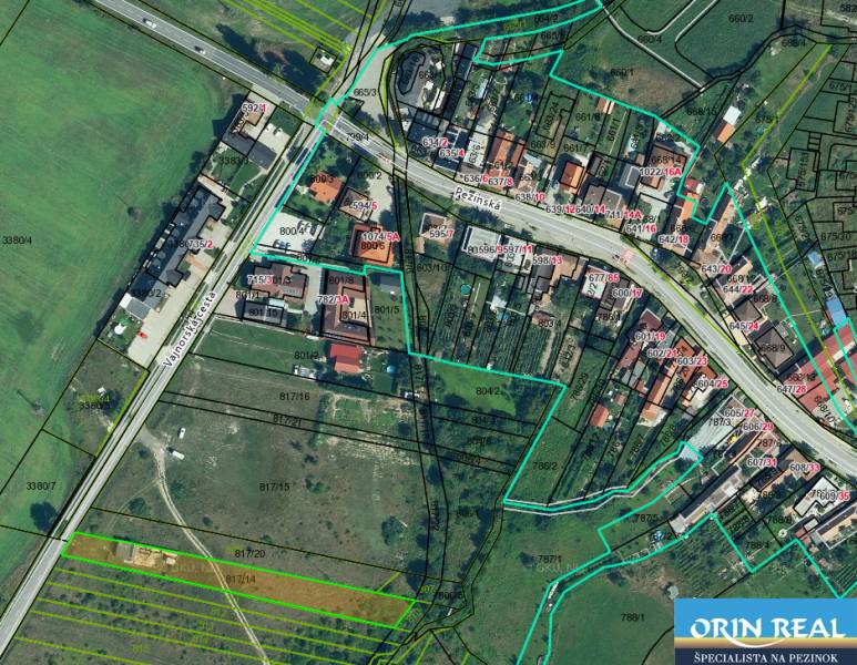 Kataszteri térkép Lakóterületek - Vajnorská út, Szlovákiai Grob.