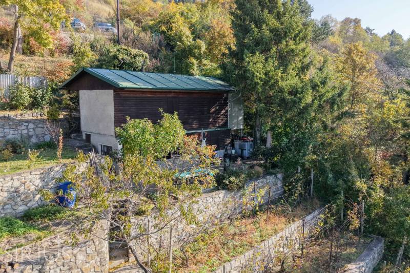 Kertek a Spätna úton, Dévényben, Pozsonyban, zölddel és kőteraszokkal körülvéve.