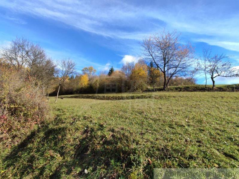 Őszi táj a kertben Hlboké nad Váhom közelében tiszta égbolttal és fákkal.