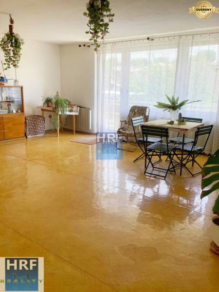 Tágas, világos nappali, fa mintás padló, bútorok és növények egy családi házban.