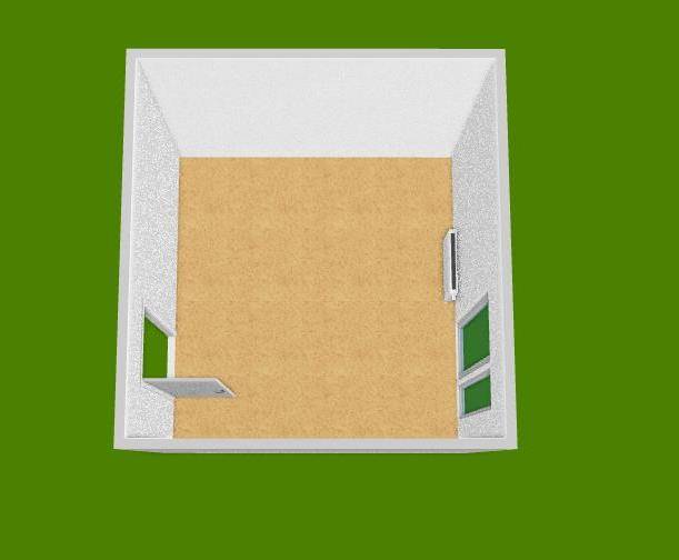 Egy szoba fa dekorációjú padlóval és fehér falakkal az irodában.