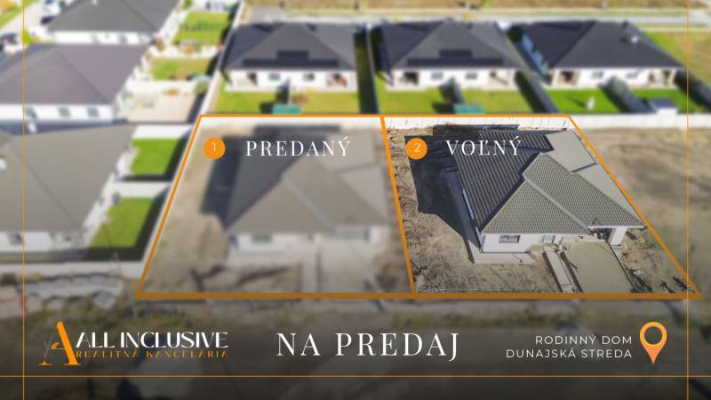 Kilátás két családi házra Dunaszerdahelyen, a Florida Villa Park utcában.