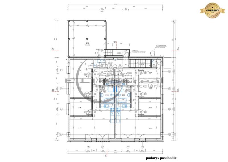 Emeleti alaprajz a Nagylévárdi épületben, a szobák és méretek megjelenítésével.
