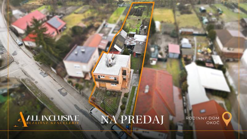 Családi ház légi felvétele Okočban, Nagymegyeren. Eladó.