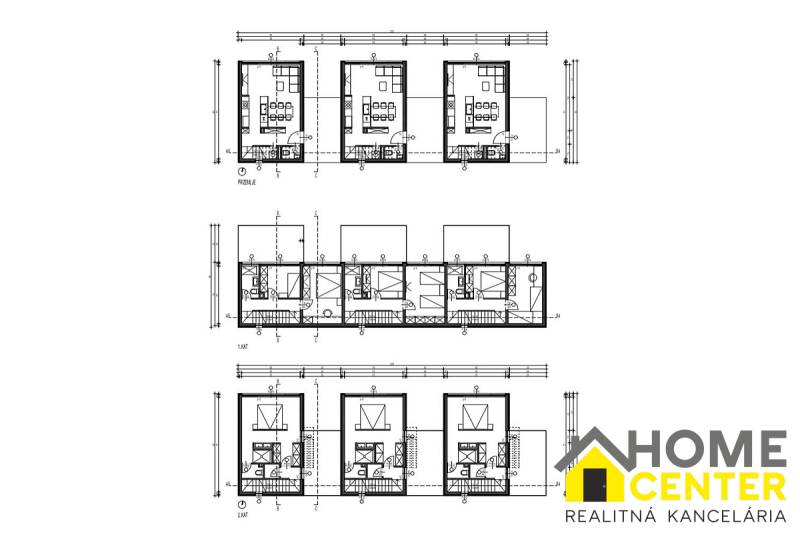 A Čiovo-i családi házak alaprajza több emelet elrendezését mutatja be a villában.