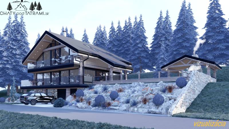 Modern faház hegyi környezetben, Mýto pod Ďumbierom, lakhatásra szánt.