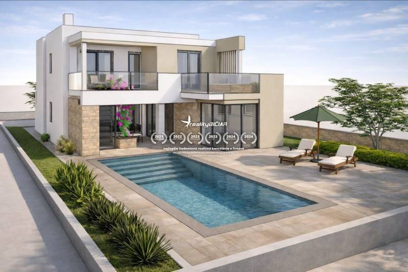 Kétszintes ház medencével Ljubač városában, Ljubač utcában, lakóterület céljára.