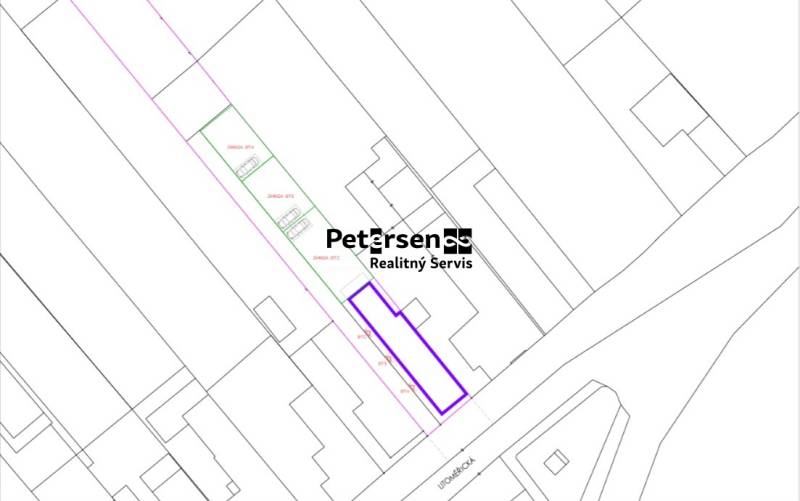 A Litoměřicei utcai telek térképe Topoľčiankyban, telekazonosító.