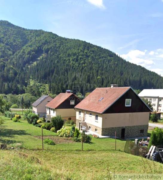 Családi házak Liptovské Revúcéban hegyi tájjal és kertekkel.