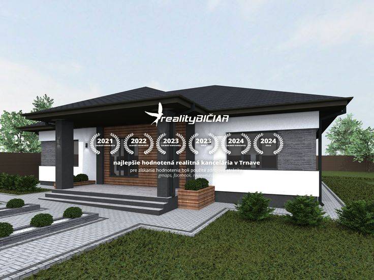 Bungaló lakóövezeti telkeken Dolné Dubové-ban, Dolné Dubové utcában, előkert és lépcsők.