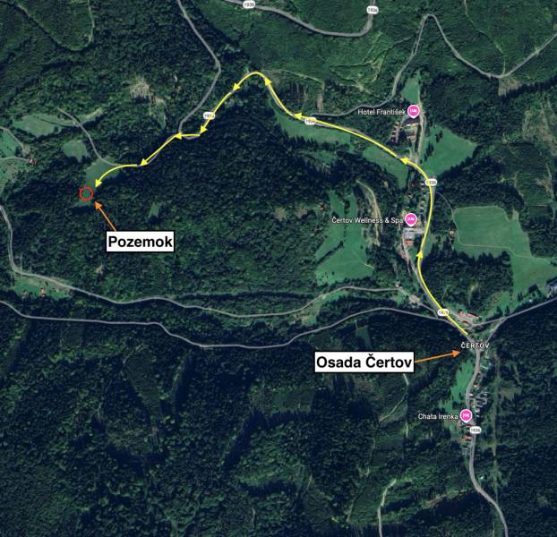 Mezőgazdasági és erdőterületek térképe Lazy pod Makytou környékén.