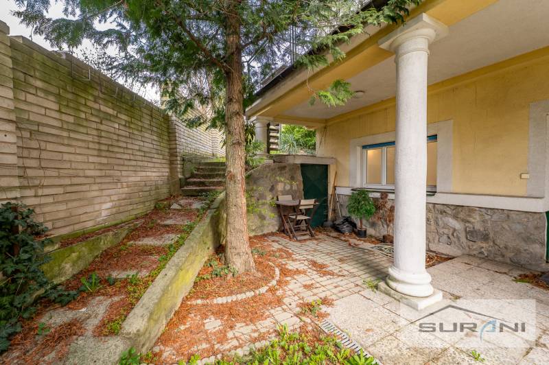 A Krčméryho utcai 4 szobás lakás külseje Pozsonyban - Óváros, fával és lépcsővel.