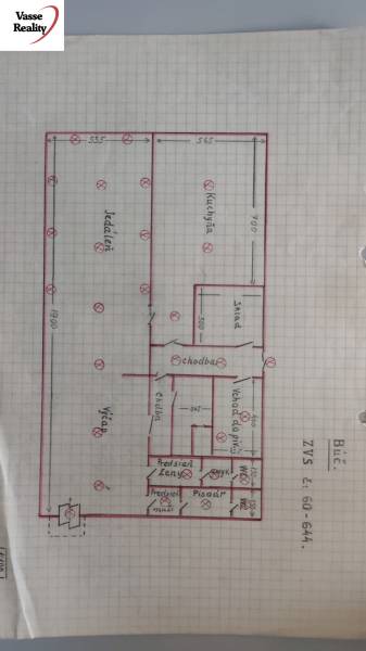A Búči vendéglátóhelyek alaprajza konyhával, raktárral és étkezővel.