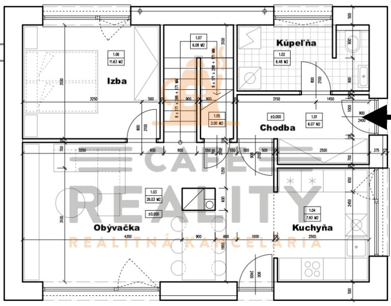 Lakás alaprajza szobával, fürdőszobával, konyhával és nappalival. Telkek - lakóhely.