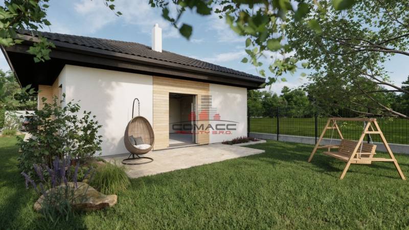 Családi ház a Kostolná utcában, Drahovce-ban terasszal, hintával és kerttel.