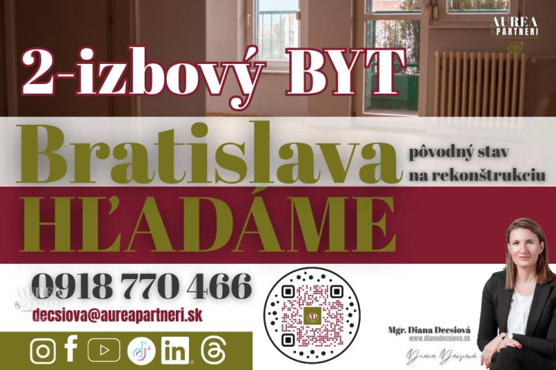 2 szobás lakást keresek Pozsonyban felújításra.