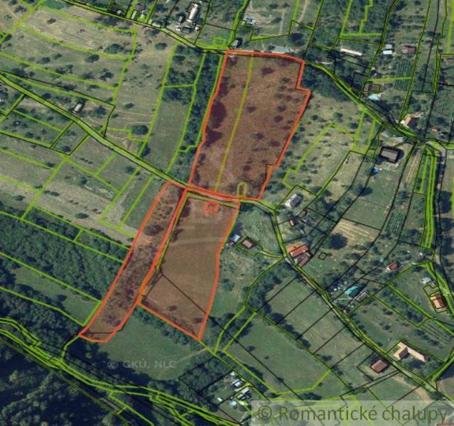 Légi felvétel a telkekről - lakóhely Krupina városában a parcellák megjelölésével.