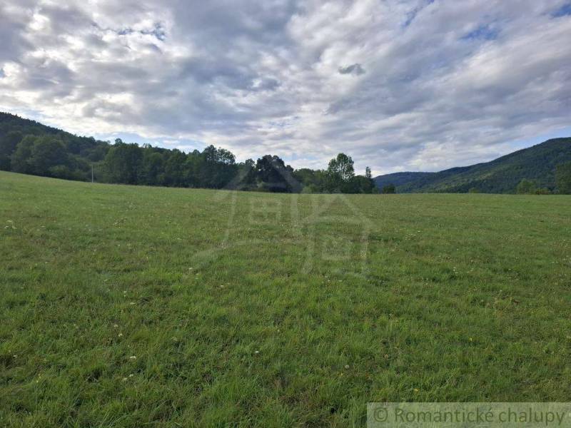 Kiterjedt zöld rét erdőkkel és dombokkal körülvéve Felsőtisovník környékén, Lakóterületek.