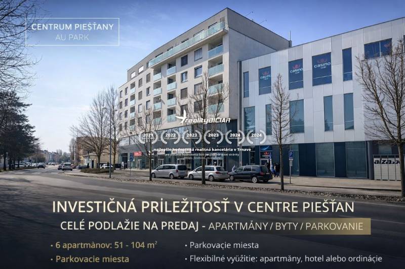 Az épület a Piešťany Nitrianska utca 755 szám alatt különleges ingatlanokat kínál eladásra.