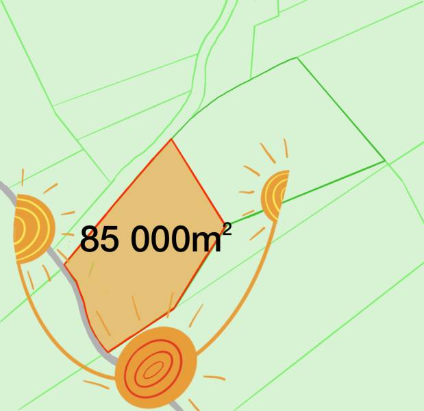Mezőgazdasági és erdőterületek Dezsérben, 85 000 m²-es területtel.