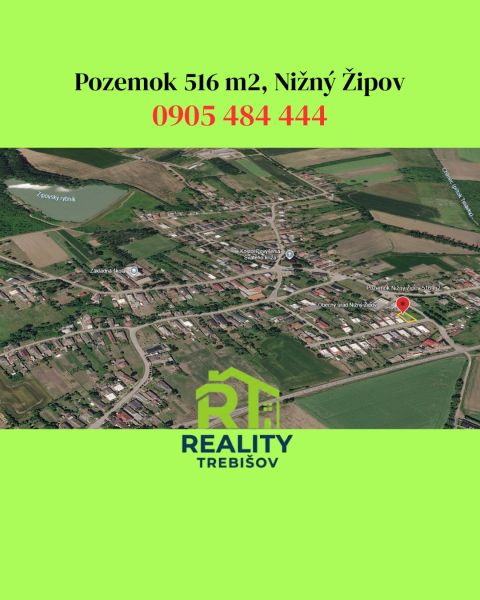 Légi felvétel a telekről - lakóhely, Nižný Žipov, Kelet, ingatlanokkal való kapcsolat.