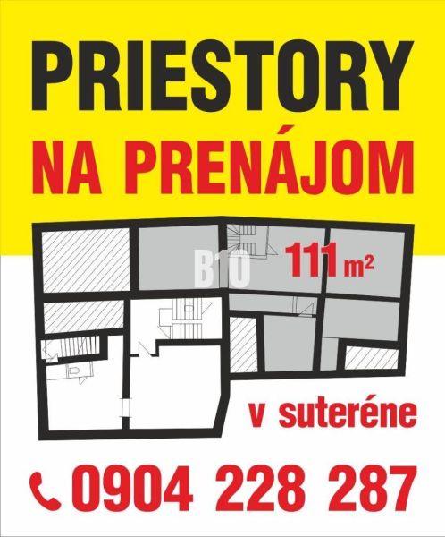 111 m²-es üzlethelyiség bérlése az alagsorban alaprajzzal és elérhetőséggel.