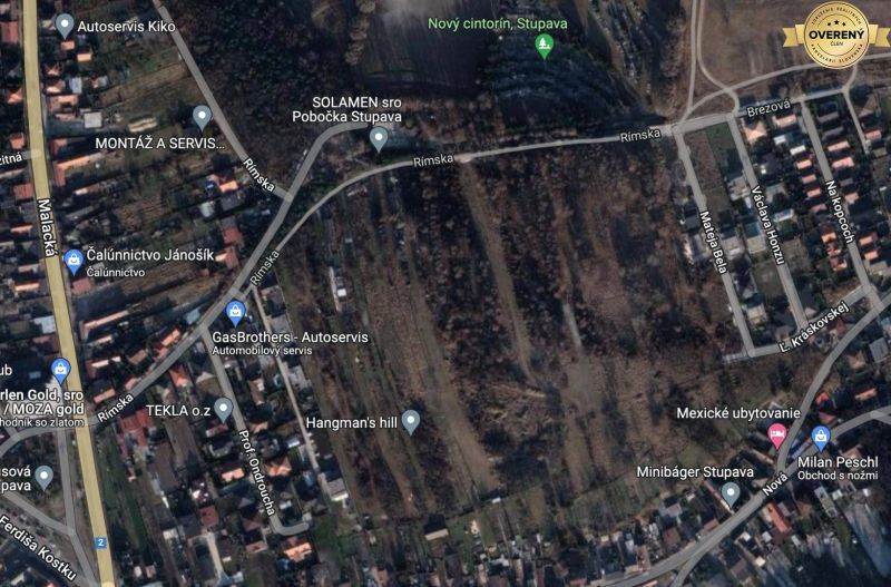 Légi felvétel a telkekről - lakóhely Stupaván, a Rímska utcában.