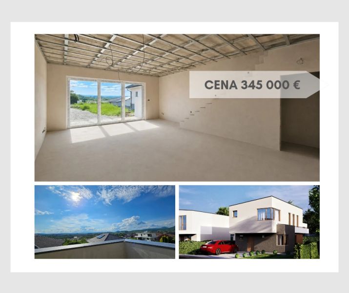 Családi ház belső tere nagy ablakokkal és kilátással Eperjesre. Ár: 345 000 €.