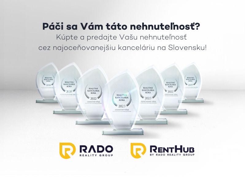 RADO Reality Group ingatlaniroda díjnyertes hirdetési banner.