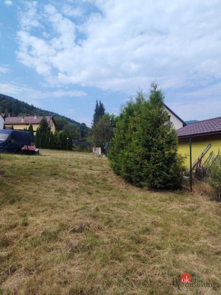 Családi ház az Agát utca Gelnicén, fenyőfákkal és gyepes területtel körülvéve.