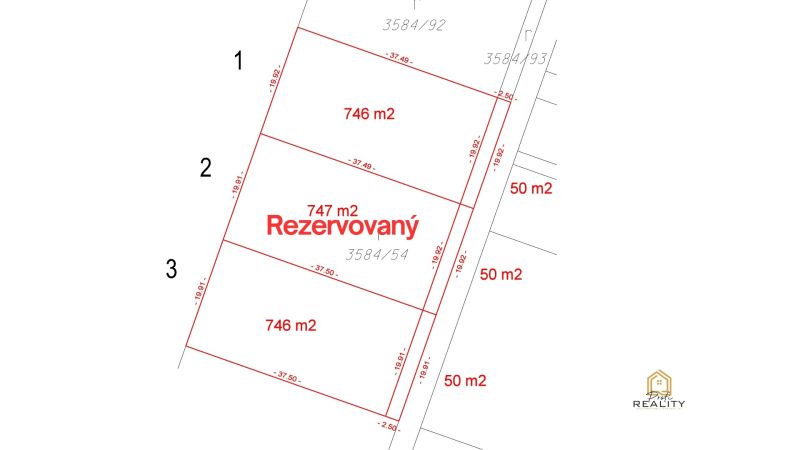Pozemek térkép a Zlatobanská utcában, Eperjesen lakás céljára, az egyik foglalt.