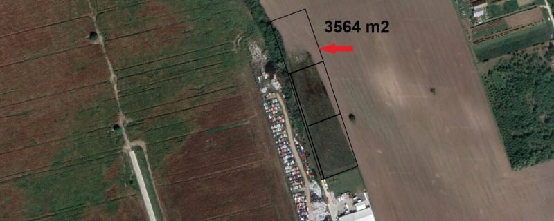 Légi felvétel Bernolákovo ipari területéről, Priemyselná, összesen 3564 m² területtel.