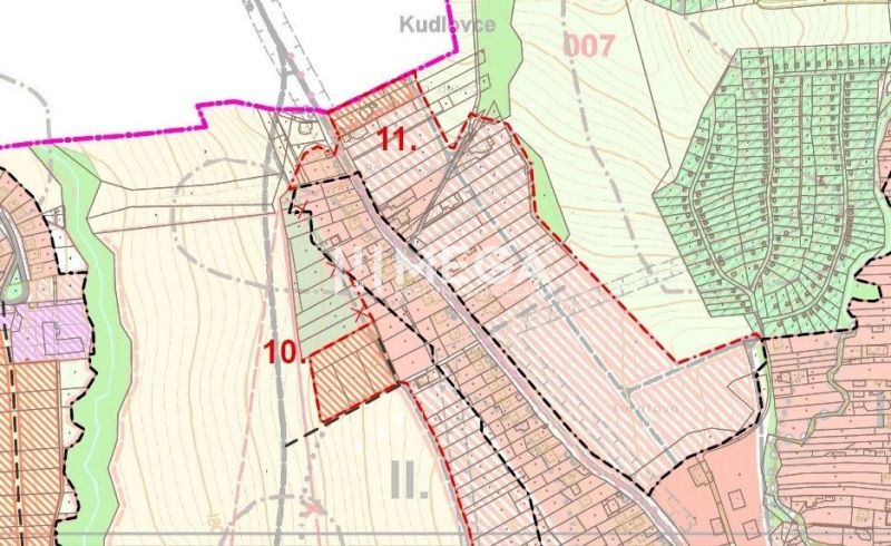 Térkép a Brestovská területen található lakóövezeti telkek megjelölésével, Humenné.