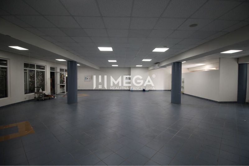 Tágas üzlethelyiségek kék csempével és oszlopokkal különféle felhasználási lehetőségeket kínálnak.