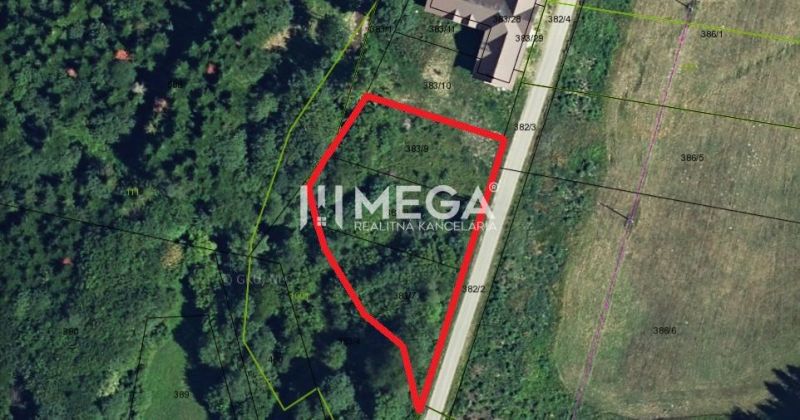Lakóterületek Medzilaborce városában, a Danova utcában, az erdő mellett.