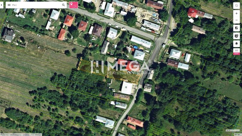 Légi felvétel a telkekről - lakóhely Oľšinkovban, az Oľšinkov utcán.