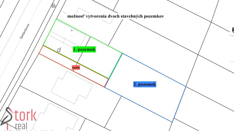 Telkép a Štefánik utcában, Krušovce, lakóövezet.